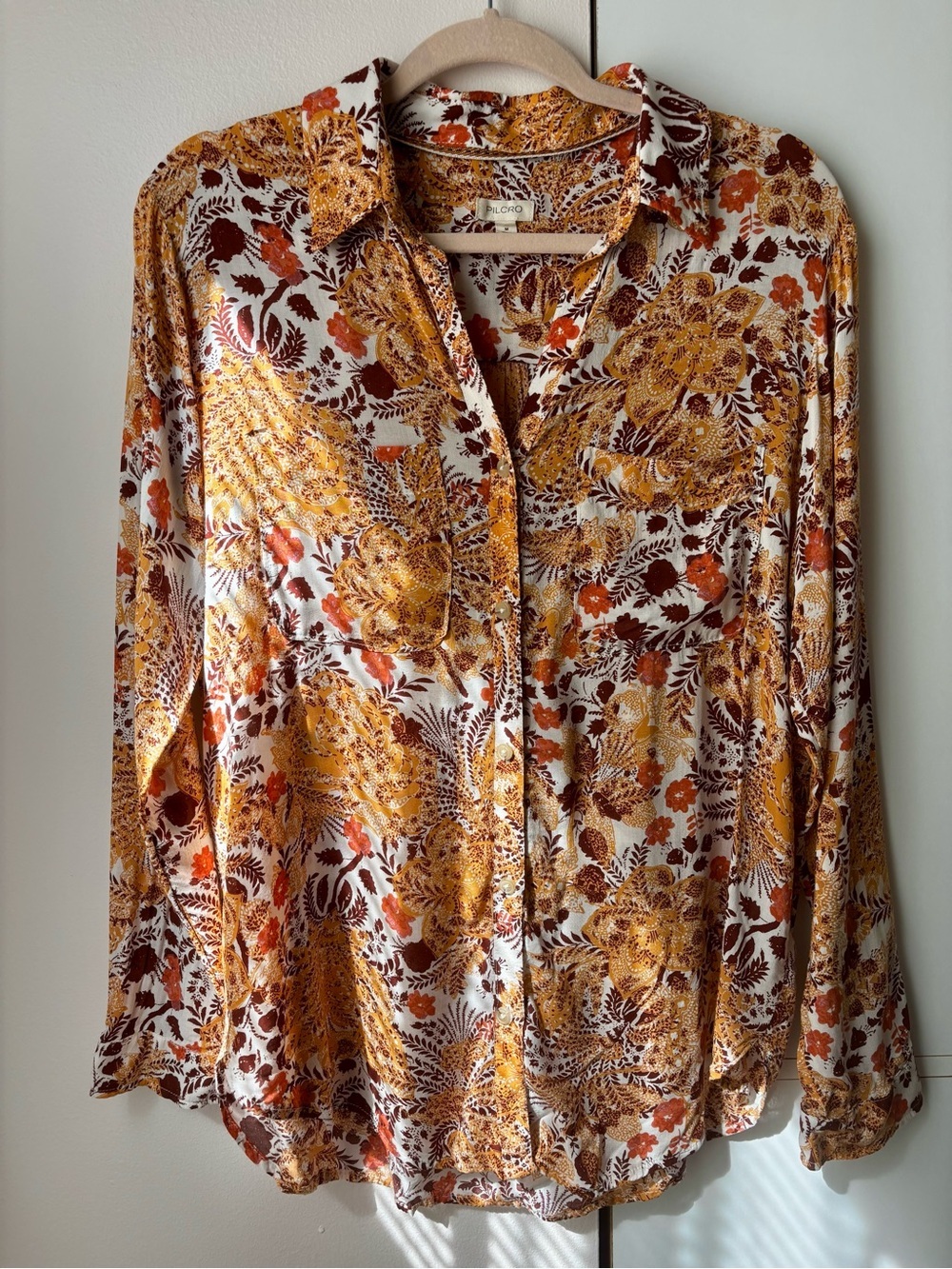 Anthropologie Pilcro The Romy Relaxed Buttondown Shirt Boho Floral Size M - Picture 2 of 4